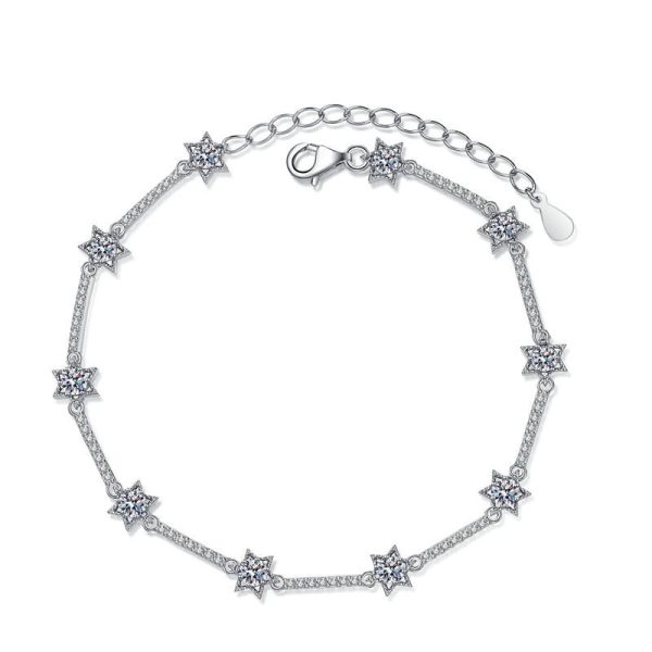 AZ430-S Moissanite Diamond Bracelet Platinum Plating Sterling Silver Ten Stars Charms Bracelet Promise Gift For Women Girls Fine Jewelry