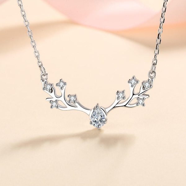 AZ323-X MoisaLuxe Official Store GRA Moissanite Plata Sterling 925 Silver Pendant Necklace Deer Antlers Clavicle Chain Jewelry Gift - Image 5