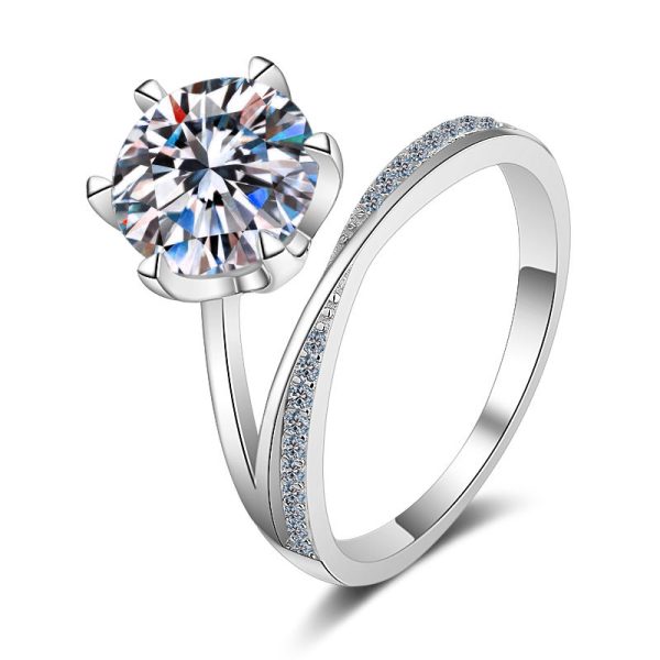 AZ109-J  Original 3CT Shiny Moissanite Diamond Round Rings for Women Real 925 Sterling Silver Wedding Luxury Elegant Fine Jewelry