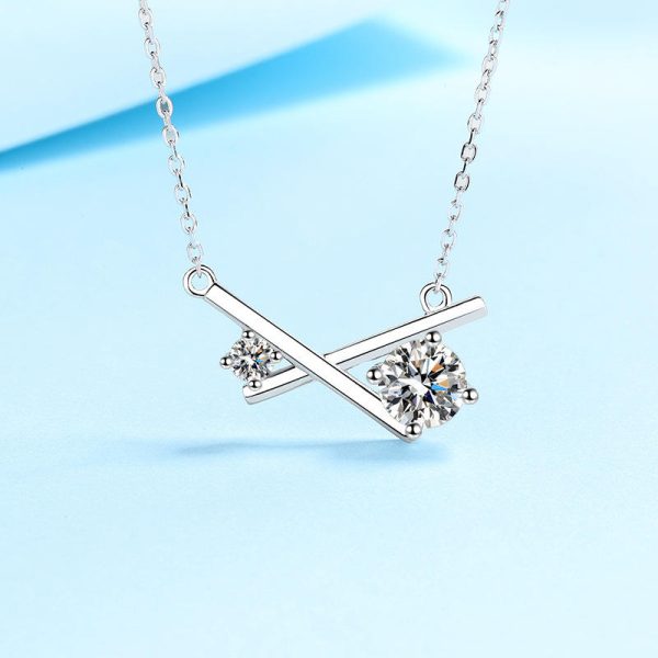 AZ466-X Fashion Luxury Trendy Classic Fresh Moissanite Simple Cross Necklace For Women Girl 925 Silver Party Charm Jewelry - Image 5