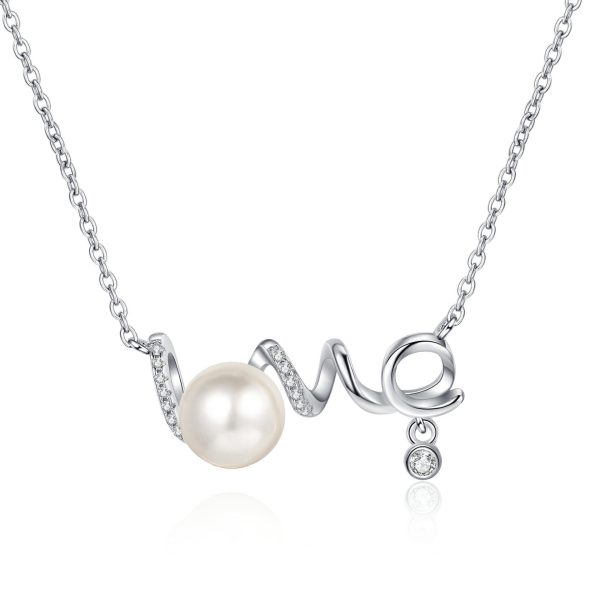 AZ882-X Luxury Cultured Freshwater Pearl Necklace for Women Anniversary Engagement 925 Silver Moissanite LOVE Pendant Jewelry Gifts