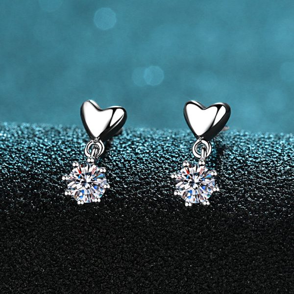 AZ137-E Silver 925 D Color  Moissanite Jewel Earrings Female Heart Shaped Earrings As A Gift For Girlfriend And Wife - Image 5