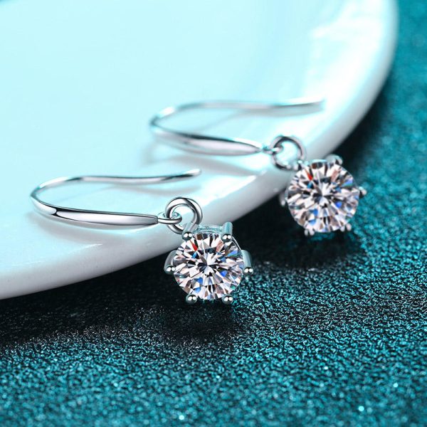 AZ299-E Sterling Silver Lab Diamond Drop Earring Women Round Cut Moissanite Ear Hook Earrings D Color GRA Certificated Jewelry - Image 5