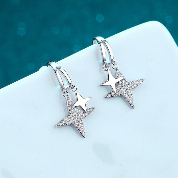 AZ426-E PT950 Platinum Drop Earrings Fine Jewelry Stars Style for Girl Total 0.44ct Moissanite Diamond GRA Certified for Women Ins - Image 5
