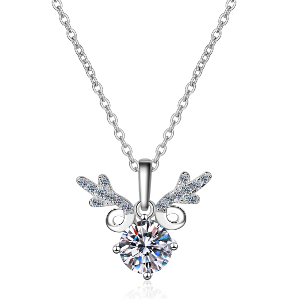 AZ071-X Fashion Luxury Simple Classic 1 CT Moissanite Diamond-set Deer Necklace For Women s925 Sterling Silver Party Jewelry