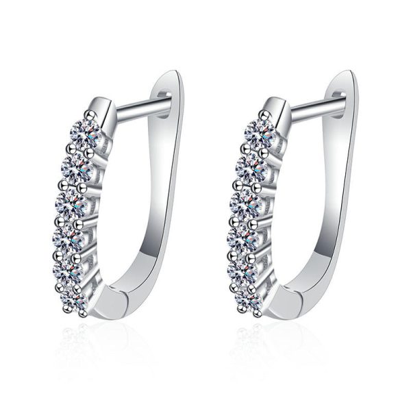AZ432-E S925 Sterling Silver Earrings Plated with PT950 High grade Precision Drilled Moissanite Earrings D Color Moissanite Earrings