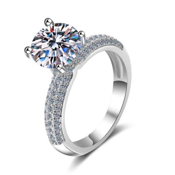 AZ002-J Classic Engagement Ring 18K White Gold VVS1 D Color 2 carat Moissanite Diamond Brilliant Originales Certificados for Women gift