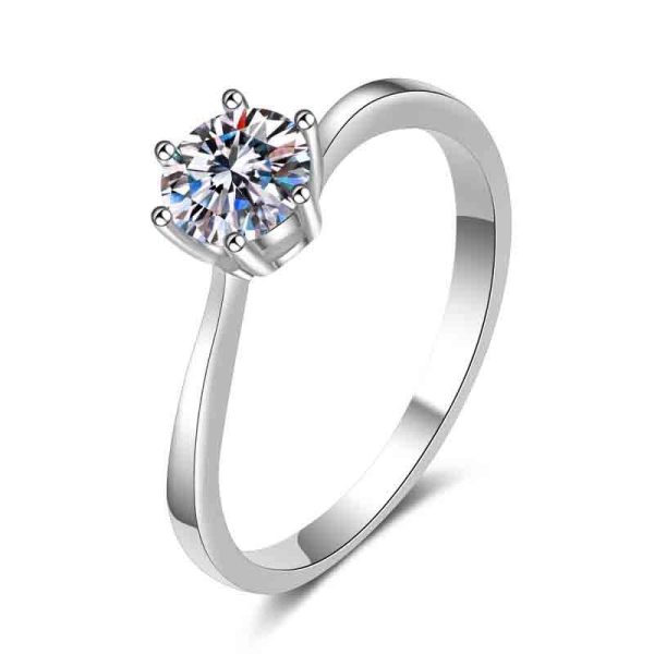 AZ020-J 925 Silver 0.8 Carat Moissanite Ring Fashion Sparkling Gorgeous Jewelry Gift Suitable for Wedding Party Mother's Day