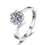 AZ208-J 925 Sterling Silver 1-2 Carat Moissanite Two Tone Flower Ring Temperament Fashion Lady Gorgeous Man Proposal Engagement Marriage