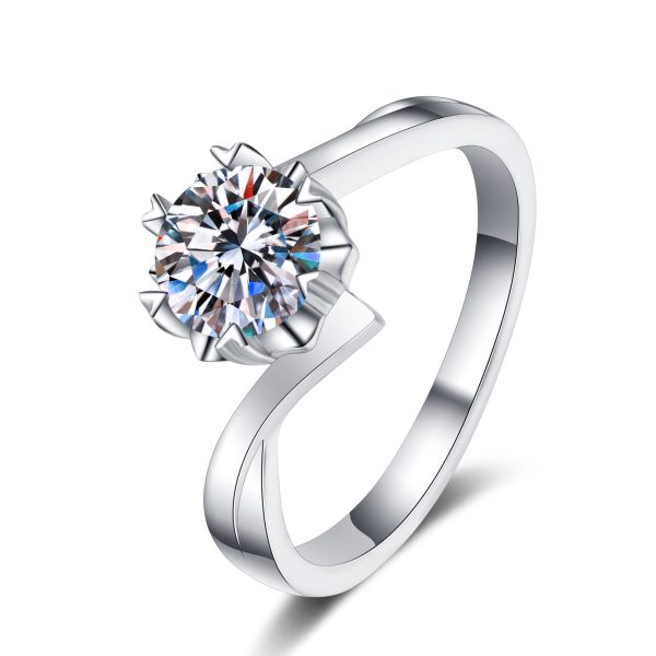 AZ208-J 925 Sterling Silver 1-2 Carat Moissanite Two Tone Flower Ring Temperament Fashion Lady Gorgeous Man Proposal Engagement Marriage