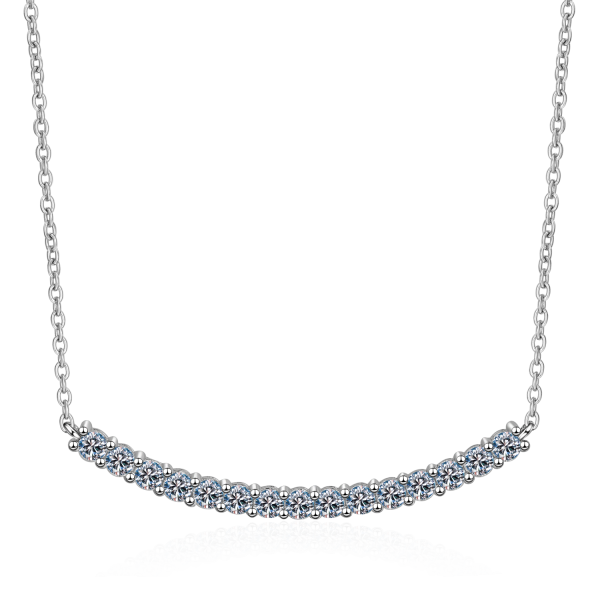 AZ055-X Flawless 18K White Gold Chain Wedding Fine Jewelry Certified Moissanite Diamond Simple Smile Necklace for Women Birthday Gift