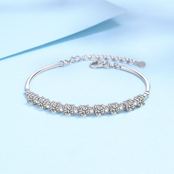 AZ376-S  Women Bracelet S925 Sterling Silver Row Diamond Bracelet 9 Stones D Color Moissanous Hand Chain Wedding Party Jewelry - Image 5