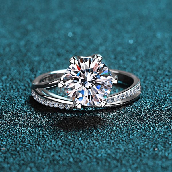 AZ109-J  Original 3CT Shiny Moissanite Diamond Round Rings for Women Real 925 Sterling Silver Wedding Luxury Elegant Fine Jewelry - Image 5