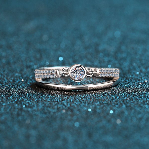 AZ133-J 0.1CT Moissanite Ring Moissanite Diamond Halo Engagement Ring 925 Sterling Silver Promise Wedding Band For Women - Image 3