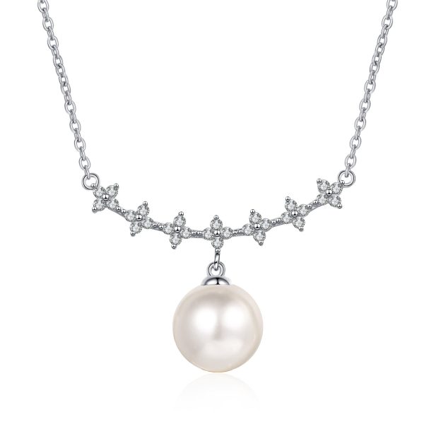 AZ474-X S925 Pure Silver Pearl Necklace Pendant Collarbone Chain Accessory