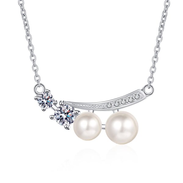 AZ495-X 18K White Gold Platinum Pt950 Necklace for Women Moissanite Premium Freshwater Pearls Collarbone Chain Wedding Fine Jewelry