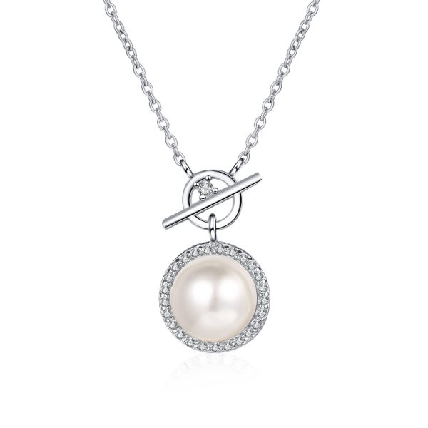 AZ502-X S925 Sterling Silver Chain 9mm Flawless Pearl Moissanite Necklace for Women