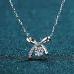 AZ057-X Store Moissanite Plata Sterling 925 Silver Four-clawed Bow Moissanite Pendant Necklace For Women Jewelry Gift - Image 5