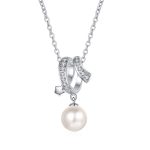 AZ507-X S925 Sterling Silver Clavicle Chain for Women Cross Design 8mm Flawless Pearl Moissaniter Women