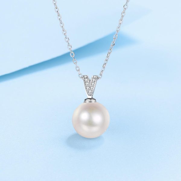 AZ518-X S925 Sterling Silver Collarbone Chain for Women 10mm Flawless Freshwater Pearl Moissanite Necklace for Women - Image 5