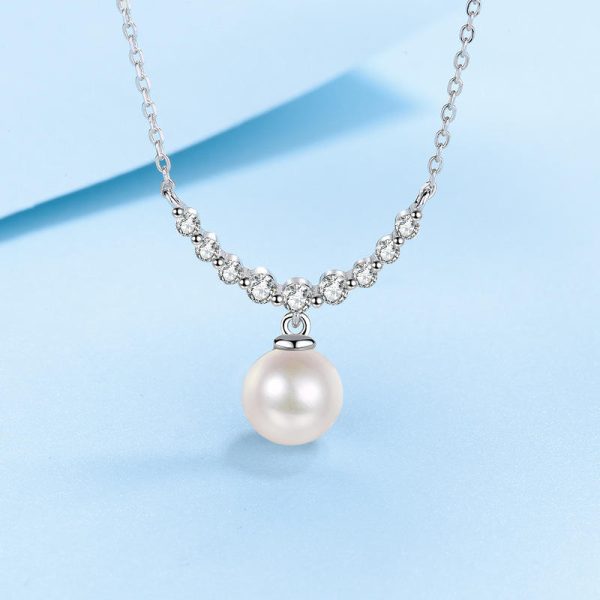 AZ519-X The same 925 sterling silver women diamond pearl necklace moissanite engagement simple necklace manufacturers customized - Image 5