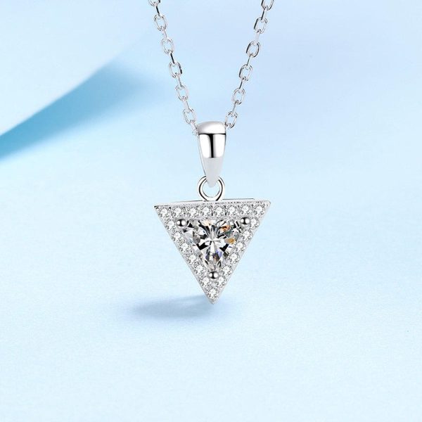 AZ651-X MoisaLuxe Official Store Moissanite Plata Sterling 925 Silver ITriangular Inlaid Moissanite Pendant Necklace For Women Jewelry - Image 5
