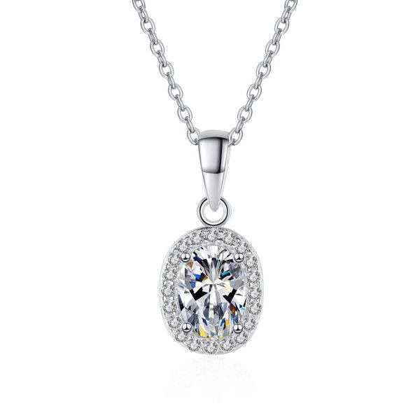 az653-x 18K White Gold Platinum PT950 1ct Moissanite Pendant for Women Fine Jewelry Art Deco Design