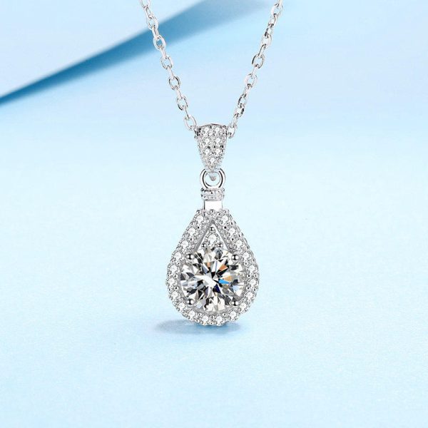 AZ669-X Fashion Trendy Luxury Classic Moissanite Diamond-set Waterdrop Necklace Women 925 Silver Party Charms Jewelry Gift - Image 5