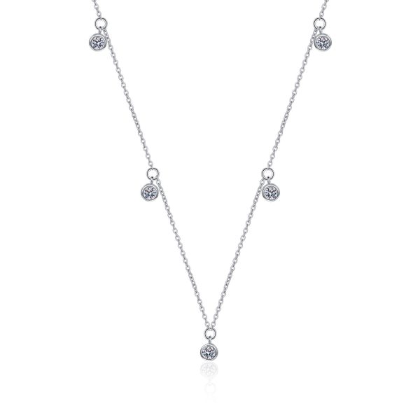 AZ690-X  Moissanite Necklaces for Women 0.5ct Round Lab Diamond GRA s925 Sterling Silver 18k Dainty Daily Necklace Jewelry Gift