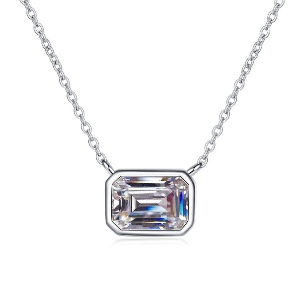 AZ696-X Fashion Trend Luxury Fine Simple Classic 1ct Moissanite Rectangle Necklace For Women 925 Silver Party Charm Jewelry