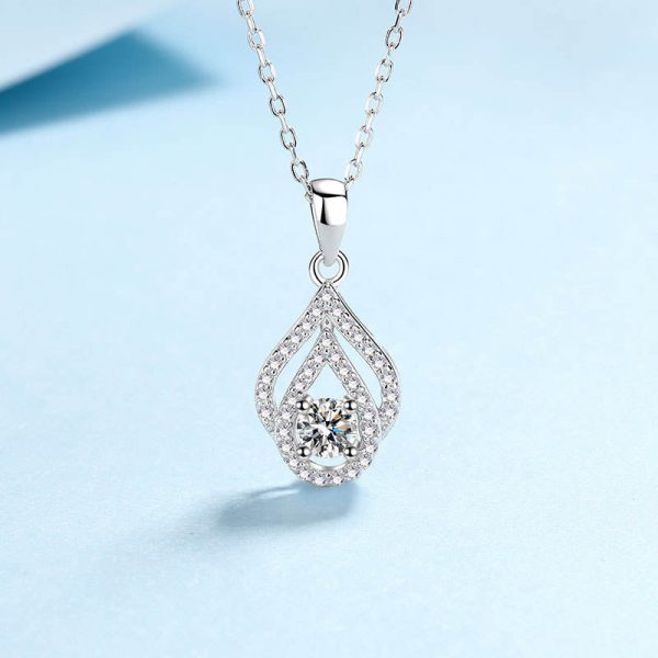 AZ716-X Fashion Trendy Luxury Classic Moissanite Hollow Waterdrop Necklaces For Women 925 Silver Party Charms Jewelry Gift - Image 5