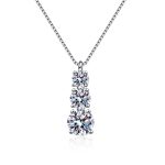 AZ719-X 1.8 Carat 3 Stone Blue Green White Color Moissanite Pendant Necklkace For Charm Lady With Certificate Silver 925 Jewelry Gift