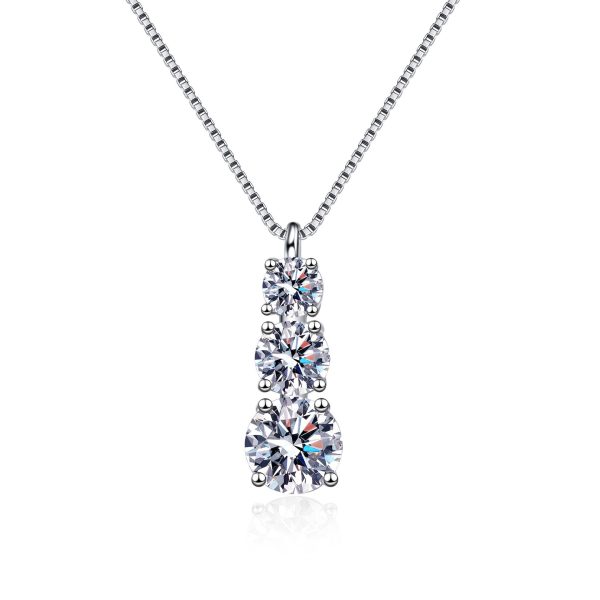 AZ719-X 1.8 Carat 3 Stone Blue Green White Color Moissanite Pendant Necklkace For Charm Lady With Certificate Silver 925 Jewelry Gift