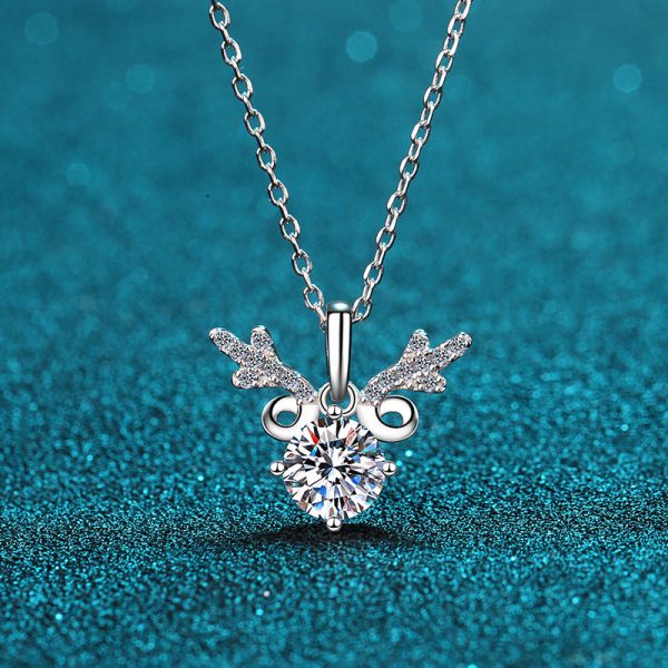 AZ071-X Fashion Luxury Simple Classic 1 CT Moissanite Diamond-set Deer Necklace For Women s925 Sterling Silver Party Jewelry - Image 5