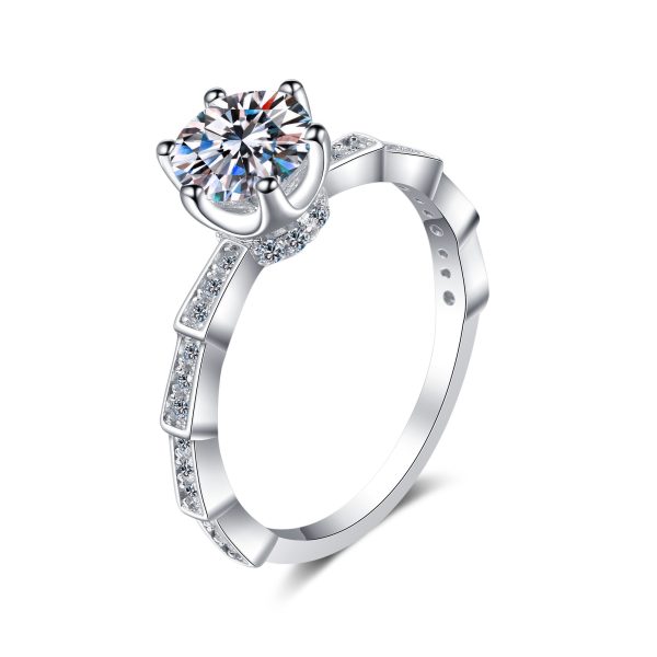 AZ156-J Fine Jewelry PT950 Platinum Rings for Women Engagement Moissanite Diamond 0.5/1/2Carat Girlfriend Birthday Gift Wedding Band