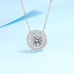 AZ735-X Brilliant Girl 18K White Gold Necklaces Women Birthday Gift 0.5/1/2ct Moissanite Diamond Pendant Wedding Girlfriend Fine Jewelry - Image 5