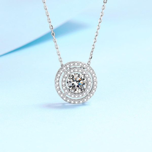 AZ735-X Brilliant Girl 18K White Gold Necklaces Women Birthday Gift 0.5/1/2ct Moissanite Diamond Pendant Wedding Girlfriend Fine Jewelry - Image 5