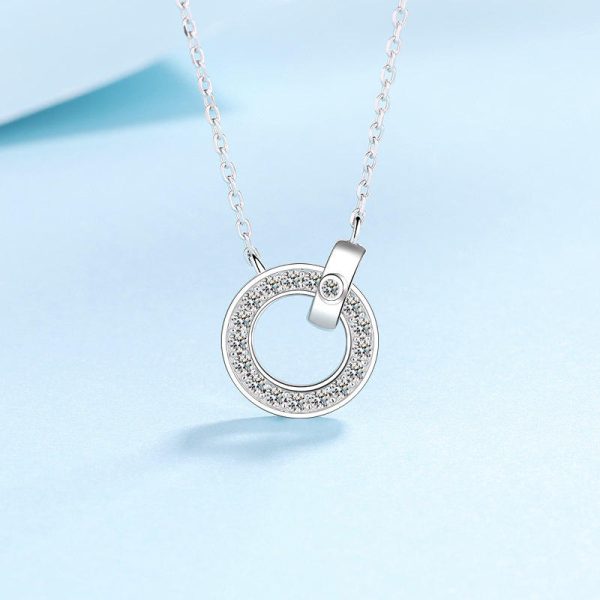 AZ756-X 18K White Gold Platinum PT950 0.45ct Moissanite Pendant for Women High Polished Fine Jewelry - Image 5