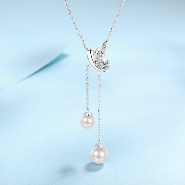 AZ791-X Lefei Fashion Luxury Classic Moissanite Diamond-set Pearl Tassel Butterfly Necklaces Women 925 Silver Party Jewelry Gift - Image 5
