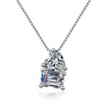 AZ805-X S925 Sterling Silver Simple Heart Square 2CT D-Color Moissanite Diamond Necklace Wedding for Women's Party Jewelry