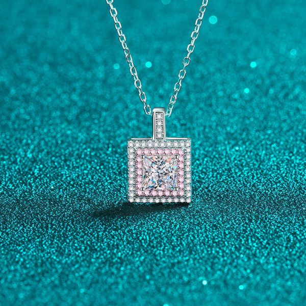 AZ807-X Fashion Trend Luxury Classic Moissanite Diamond-set 1ct Square Necklace Women 925 Silver Party Charms Jewelry Gift - Image 5