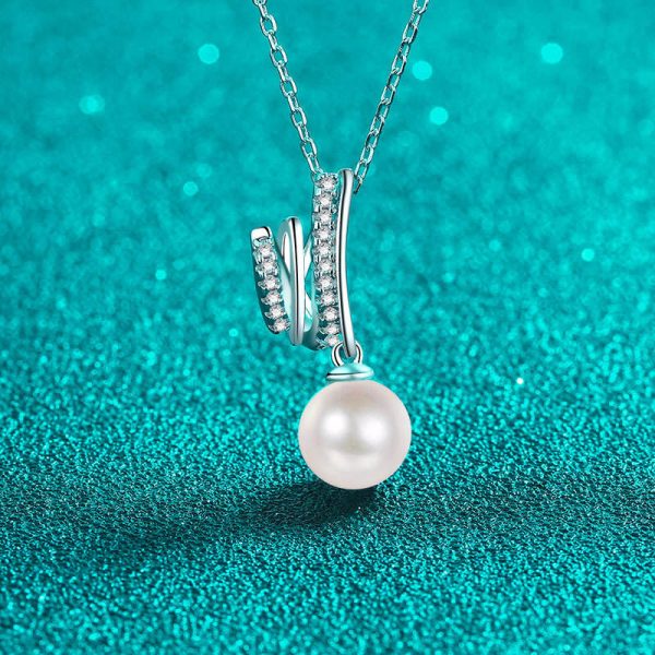 AZ844-X Fashion Luxury Classic Moissanite Diamond-set Pearl Design Circle Necklace For Women 925 Silver Party Jewelry Gift - Image 5