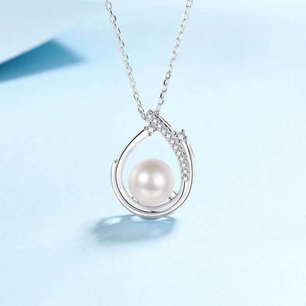 AZ846-X S925 Sterling Silver Moissanite 9mm Pearl Necklace Fashion Commuter Collar Chain Fo Women - Image 5