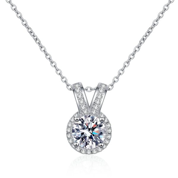 AZ847-X Fashion Trend Luxury Classic Moissanite Diamondset 1ct V Round Necklace Women 925 Silver Party Charms Jewelry Gift