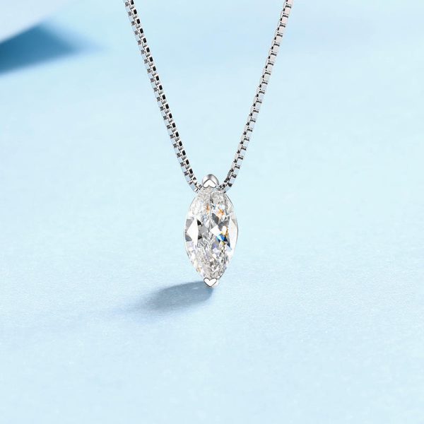 AZ878-X 1CT Marquise Cut Moissanite Necklace for Women Box Chain 5*10mm Stone S925 Sterling Silver Pendant Lab Diamond Jewelry - Image 5