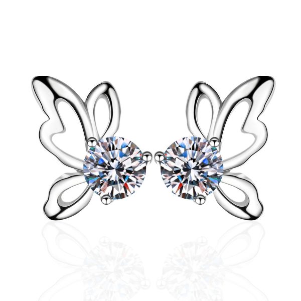AZ044-E Ribbon Bowknot Tie Moissanite Stud Earrings 925 Sterling Silver 1CT Square Lab Diamond Fine Jewelry For Women Girl Birthday Gift