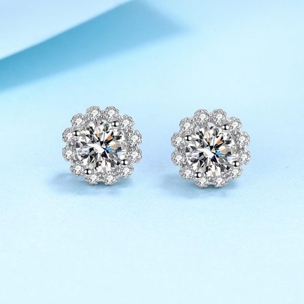 AZ053-E Fine Jewelry Girl 18K White Gold Earplug Stud Earrings for Women Wedding Moissanite Diamond 1ct D Color Daughter Birthday Gift - Image 5