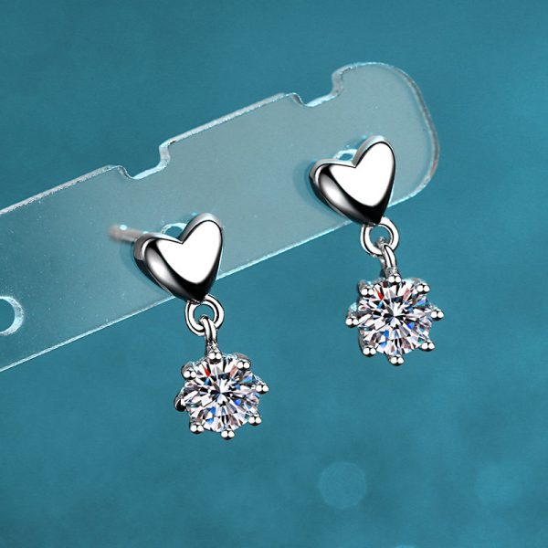 AZ137-E Silver 925 D Color  Moissanite Jewel Earrings Female Heart Shaped Earrings As A Gift For Girlfriend And Wife - Image 4