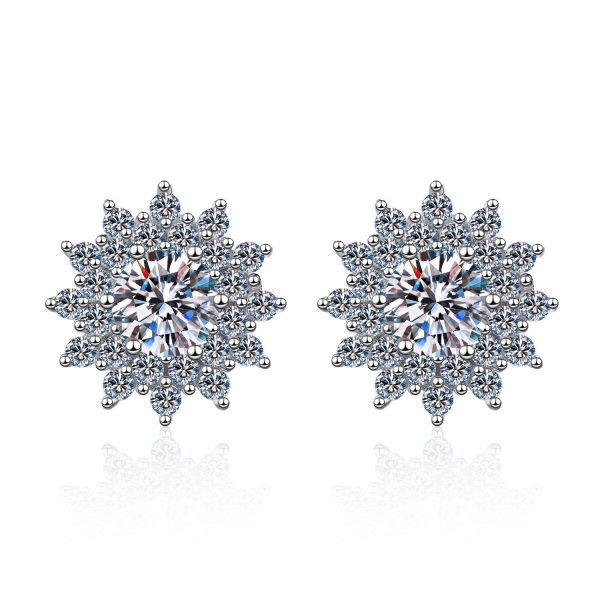 AZ033-E 925 Sterling Silver Earrings 1 Carat Moissanite Diamond Wrapped, Customizable Stars, Hand Picked Design
