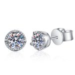 AZ162-E  0.6 Ct S925 Silver Four-Claw Hoop Earrings GBA Certified Bridal Jewelry Free Gift Box Elegant Simple Wedding Gift for Women